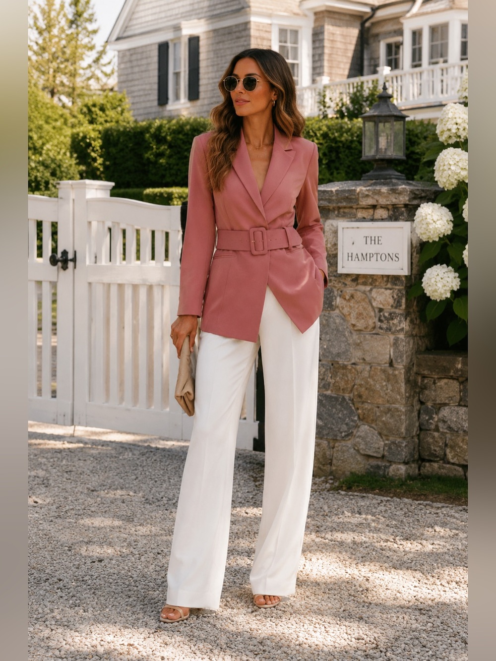 ZARA Dusty Rose Belted Blazer Jacket XL Oversized Chic